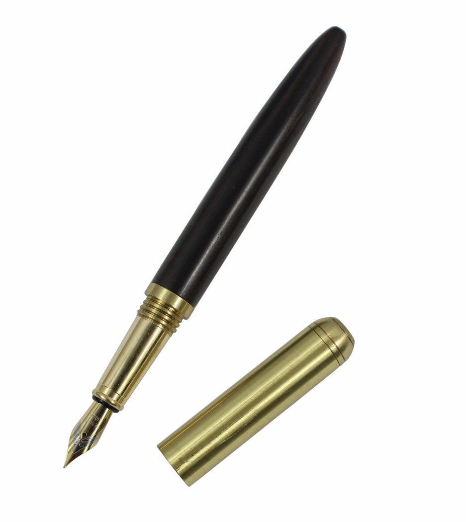 Hillento High Grade Wooden Fountain Pen Wood Stationery Business Office Supplies Wood Handcrafted Fountain Pen 0.7Mm, Black Wood