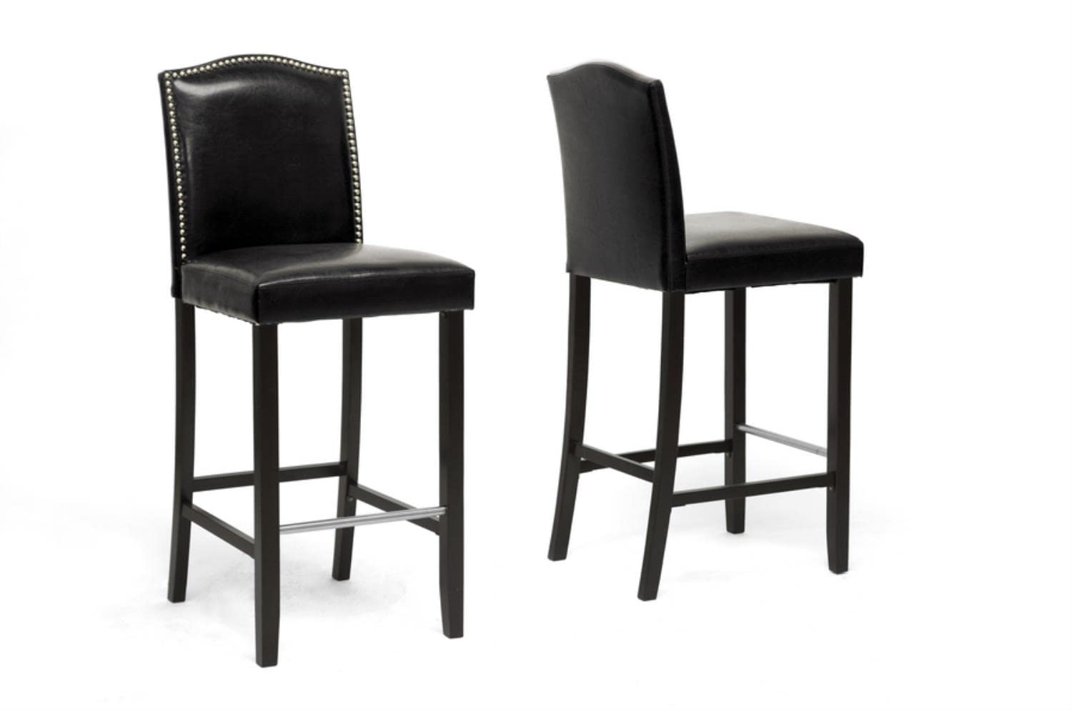 Baxton Studio Libra Black Modern Bar Stool with Nail Head Trim