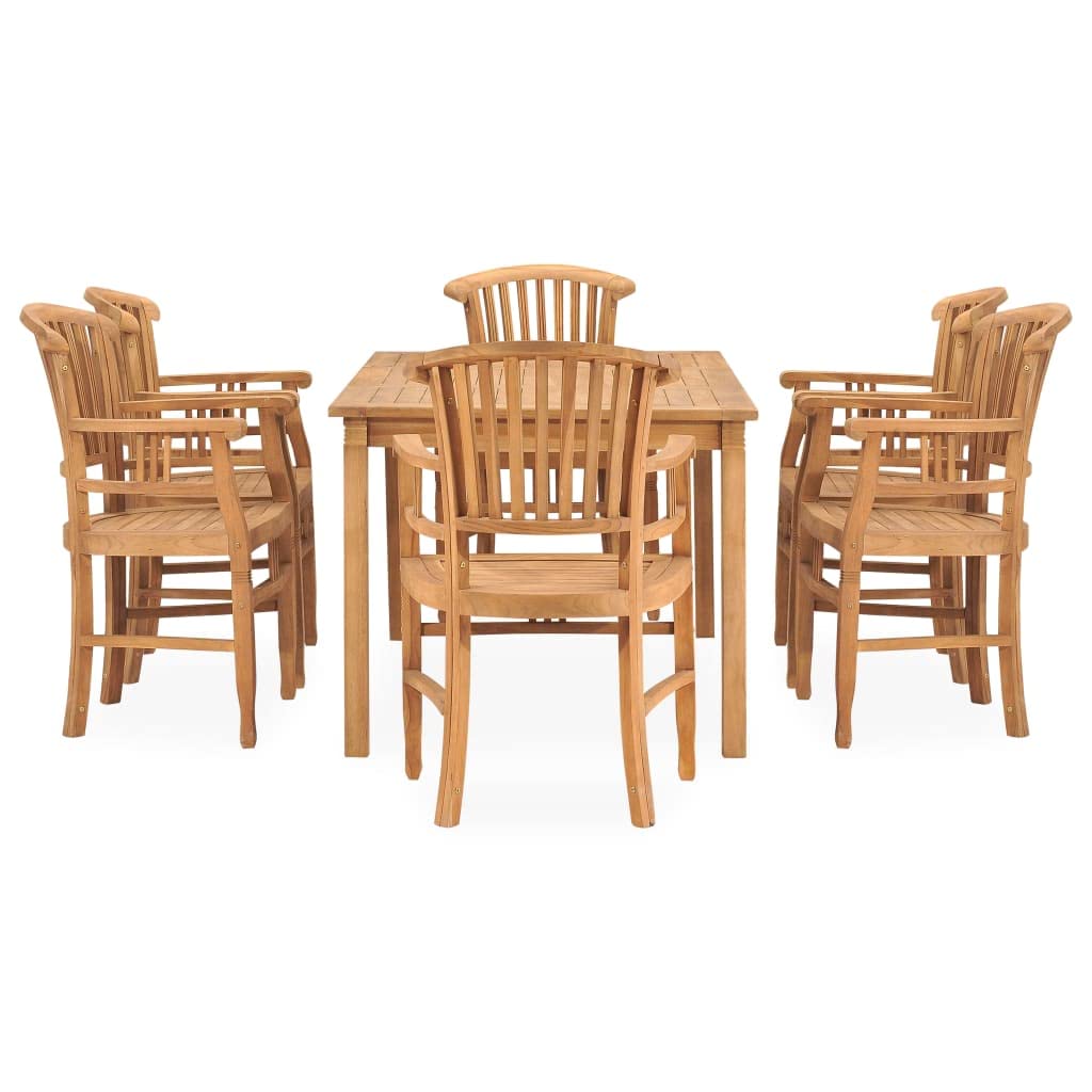 vidaXL Solid Teak Wood Patio Dining Set 7 Piece Wooden Table Chair Dinner Dinette Garden Outdoor Balcony Backyard Terrace Lounge Seat Furniture