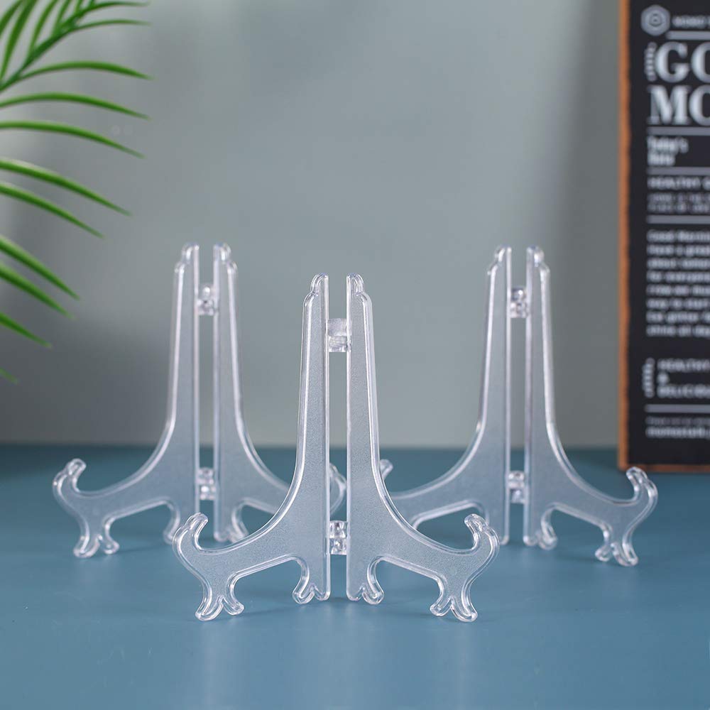 Artliving 6 Inch Clear Plastic Easels Or Stand/Plate Holders To Display Pictures Or Other Items At Weddings, Home Decoration, Bi