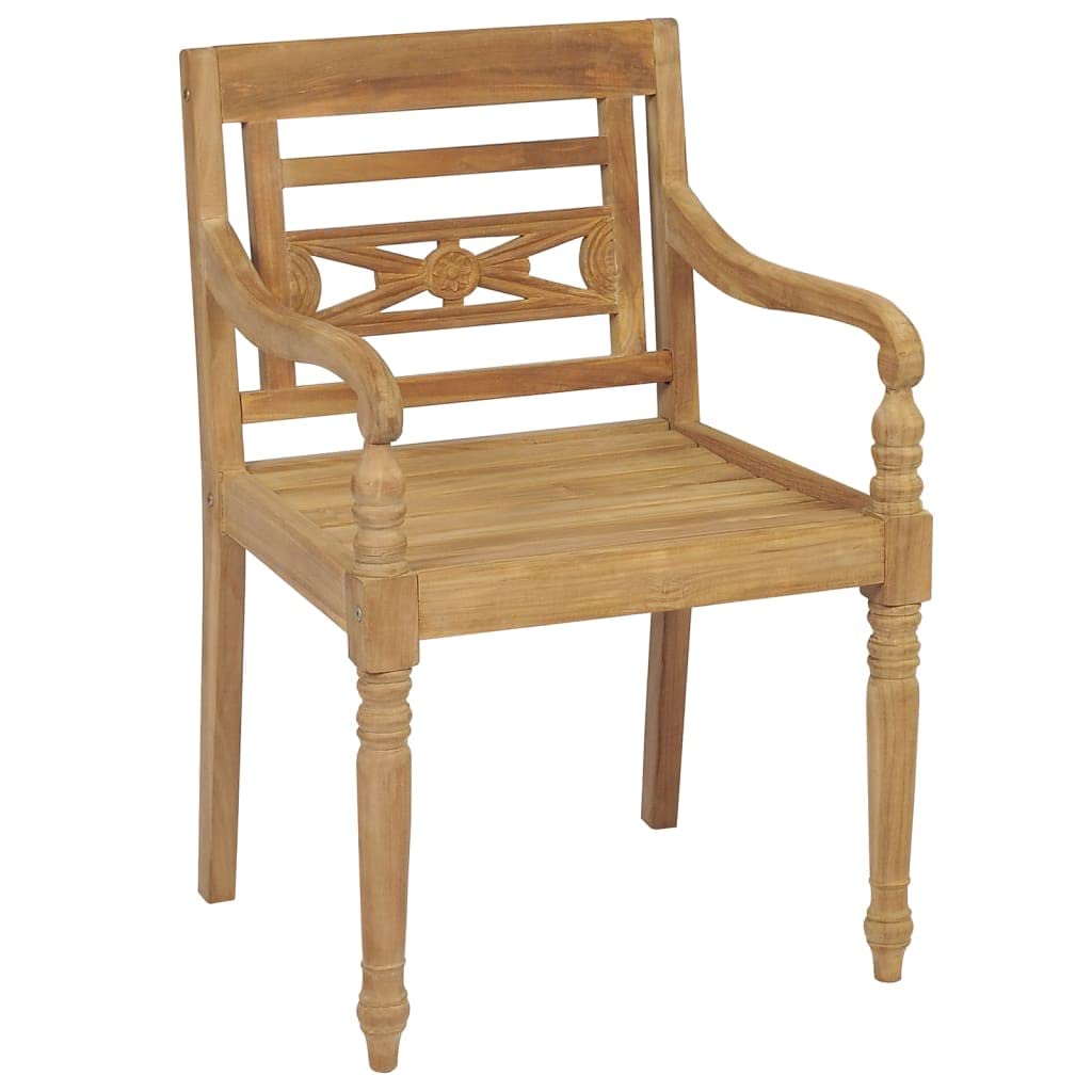 vidaXL 6X Solid Teak Wood Batavia Chairs Outdoor Patio Balcony Backyard Terrace Lounge Dinner Dining Seating Wooden Yard Home Furniture