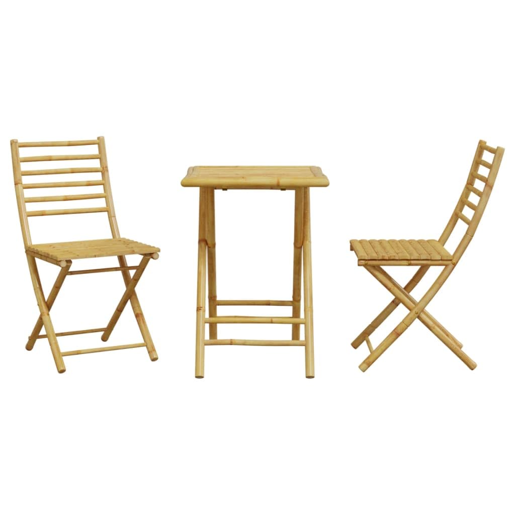 vidaXL 3 Piece Bamboo Bistro Set - Thumbnail 2