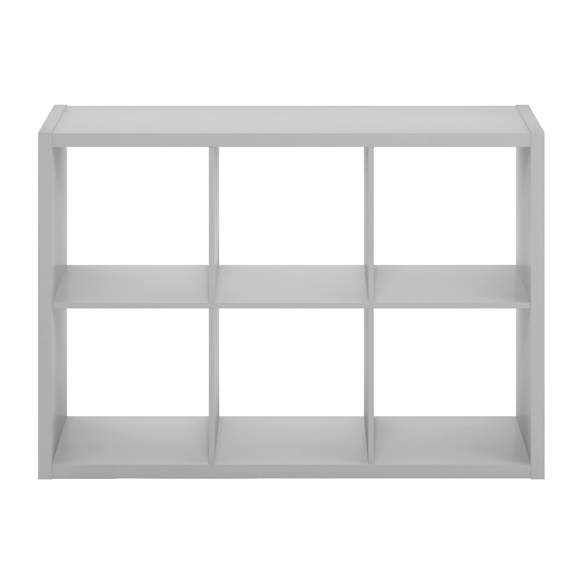 Furinno Cubicle Open Back Decorative Cube Storage Organizer, 6-Cube, Light Grey