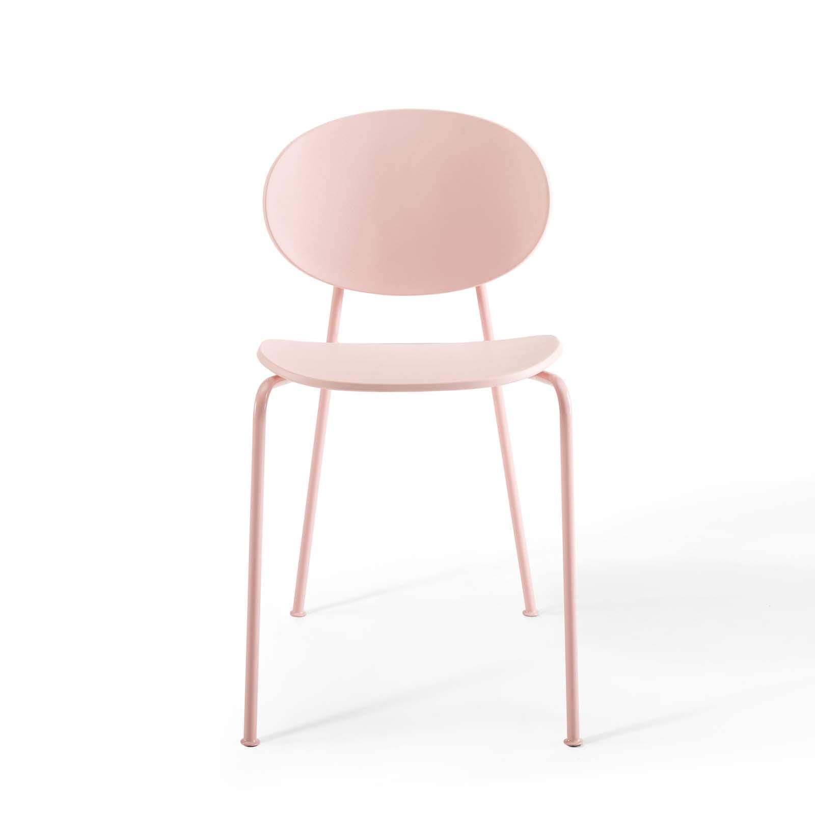Modway Palette Modern Molded Plastic Accent Dining Chair In Pink - Set Of 2 - Comes Fully Assembled