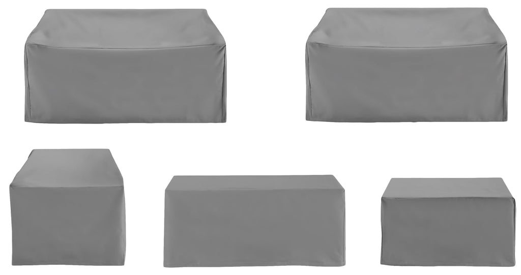 Crosley Furniture Patio Furniture Covers, Waterproof 5-Piece Cover Set for Outdoor Chair, Loveseats, Tables, Gray