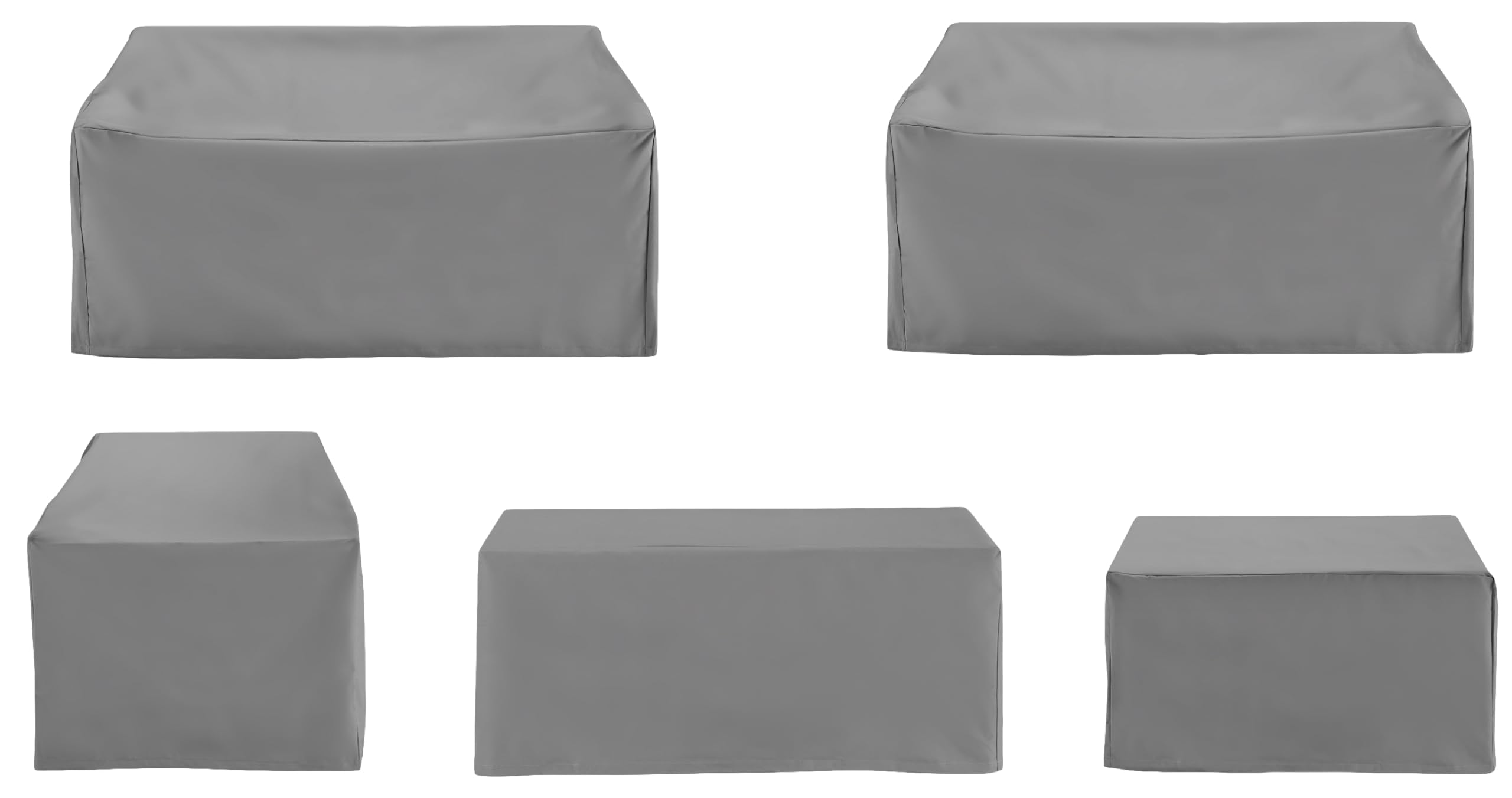 Crosley Furniture Patio Furniture Covers, Waterproof 5-Piece Cover Set for Outdoor Chair, Loveseats, Tables, Gray