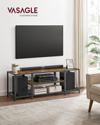 Vasagle Modern Tv Stand For Tvs Up To 65 Inches, 3-Tier Entertainment Center, Industrial Tv Console Table With Open Storage Shelves, For Living Room, Bedroom, Rustic Brown And Black Ultv097B01