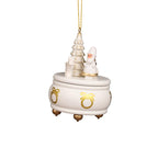 10-0921 - Christian Ulbricht Ornament - White Music Box With Santa - 3''H X 2.5''W X 2.5''D