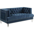 Acme Ansario Button Tufted Velvet Loveseat with Nailhead Trim in Blue