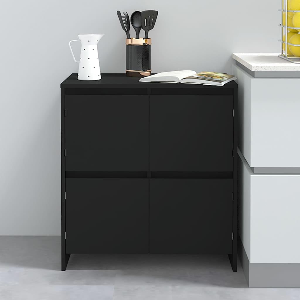 vidaXL Sideboard - Versatile Storage Solution - Minimalist Designed Black Engineered Wood Cabinet - Ample Space for Books, Photos, Decorations - Stable, Easy to Clean