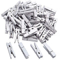 Jdesun 50 Pieces Photo Clips,Mini Silver Wooden Picture Paper Clip Clothespins Peg for Office,Home,Arts