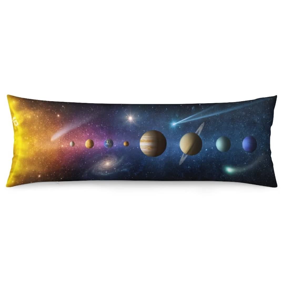 Solar System Body Pillow Cover Outer Space Universe Galaxy Planet Long Pillow Case With Zipper Decorative Bedding Pillowcase Sof