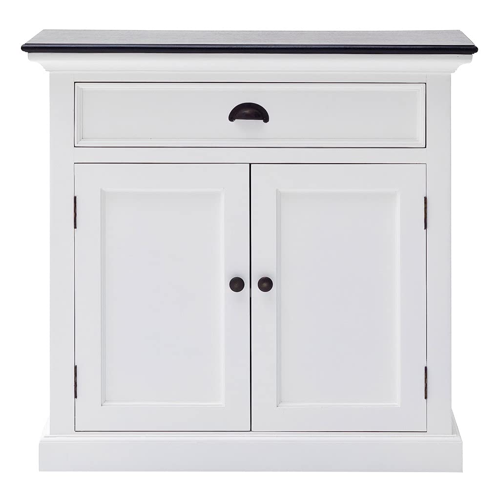 HomeRoots White & Black Mahogany, Medium-Density Fibreboard (MDF) Modern Farmhouse Black and White Accent Cabinet