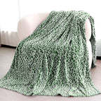 Green Leopard Print Blanket Fleece Blanket Plush Cozy Soft Green Throw Blanket Cozy Blankets For Couch Bed Sofa