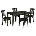East West Furniture DUGR5-BLK-W 5 Piece Dining Set Includes a Rectangle Solid Wood Table and 4 Kitchen Room Chairs, 36x60 Inch, Black