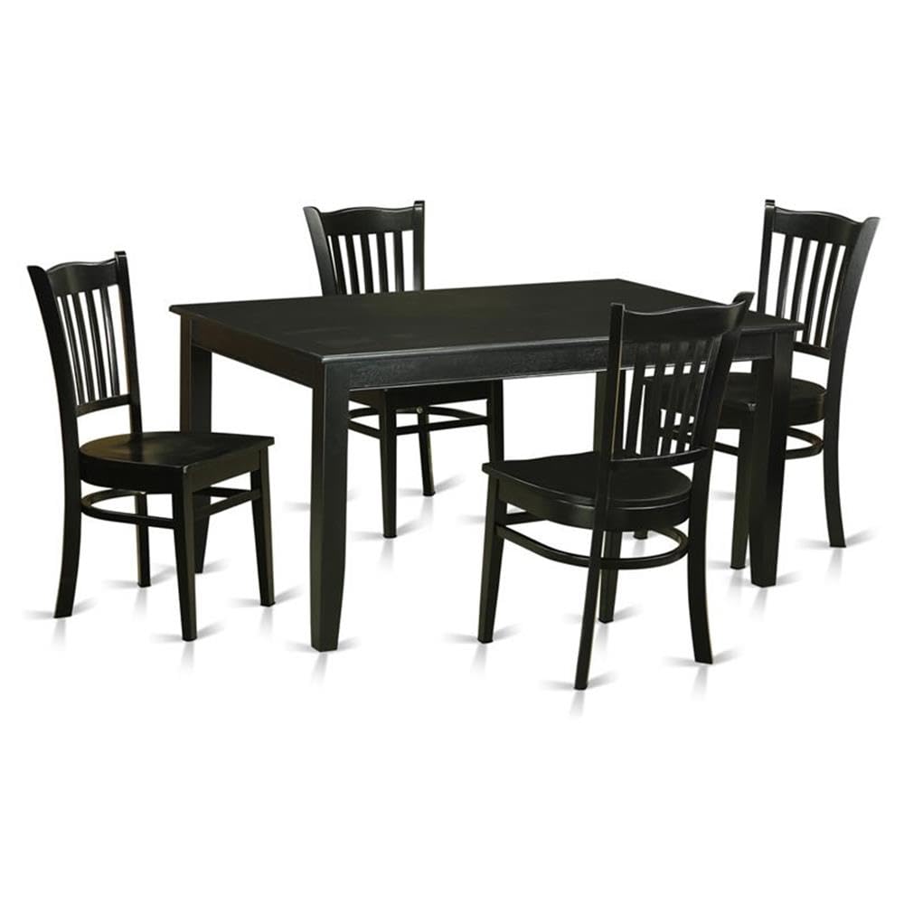 East West Furniture DUGR5-BLK-W 5 Piece Dining Set Includes a Rectangle Solid Wood Table and 4 Kitchen Room Chairs, 36x60 Inch, Black
