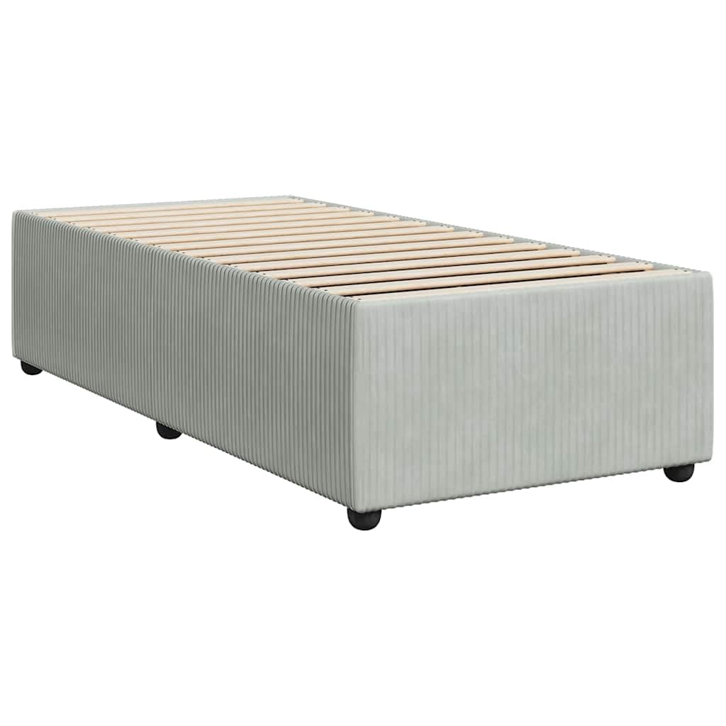 vidaXL upholstered Twin Bed Frame - Light Gray Velvet Mattress Base with Slat Support - 74.8 x 39.4 x 18.1 inches - Modern Bedroom Furniture