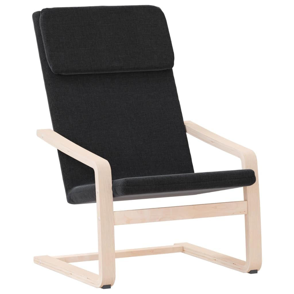 vidaXL Black Fabric Relaxing Chair - Durable Polyester Upholstery with Solid Birch Wood Frame for Stability - Comfortable Thick Padding - Ideal for Home, Office and Restaurant use