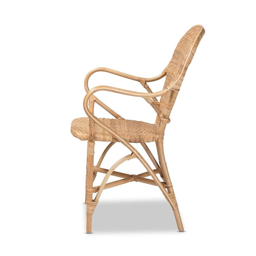 Baxton Studio Genna Moder Brown Finished Rattan Dining Chair