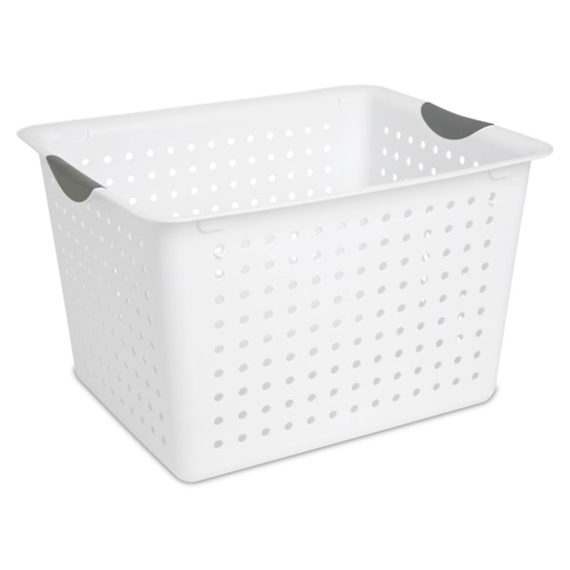 Sterilite Deep Ultra Basket, Closet Organizer Bin, Cabinets, Pantry, Shelving and Countertop Space Open Container, White, 24-Pac