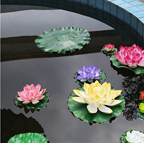 Lightingsky Artificial Floating Foam Lotus Leaves Artificial Foliage Pond Decor (10Cm, Pack Of 6)
