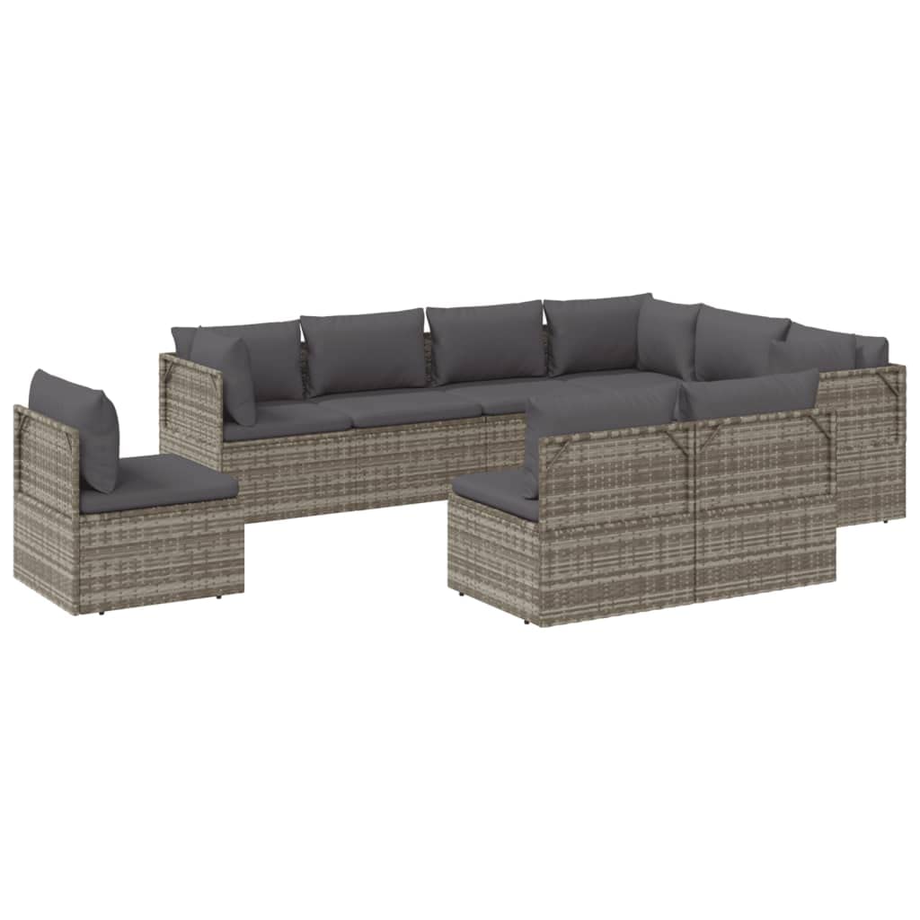 Vidaxl Gray Poly Rattan 8-Piece Outdoor Lounge Set With Cushions And Storage – Durable, Comfortable, And Stylish Patio Furniture For Garden/Deck