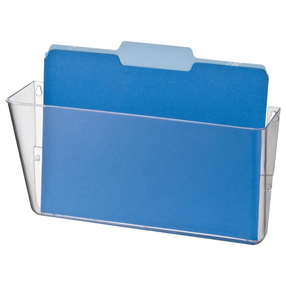 1Intheoffice Clear Wall File Holder, Wall Mounted File Holder, File Folder Organizer, Single Pocket, Letter Size, Expandable