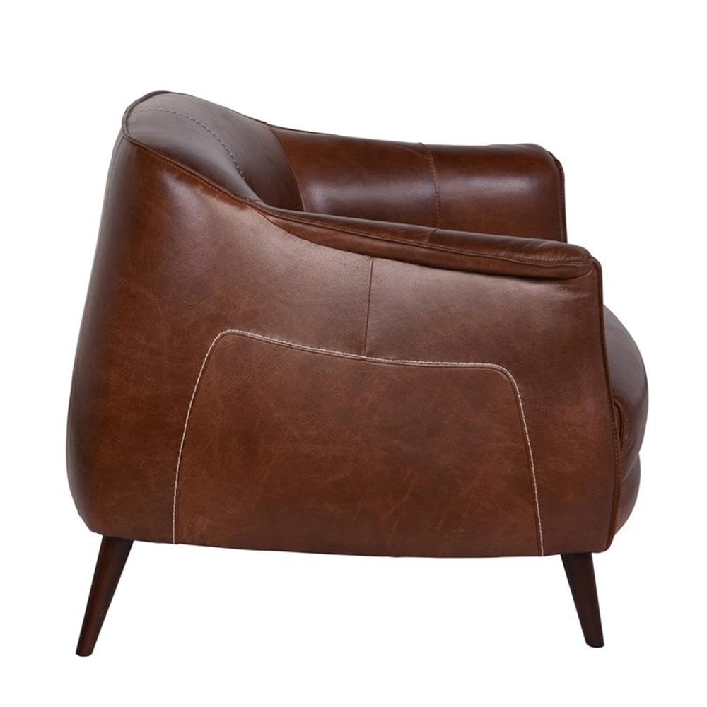 Kosas Home Martel Transitional Leather & Wood Club Chair in Brown