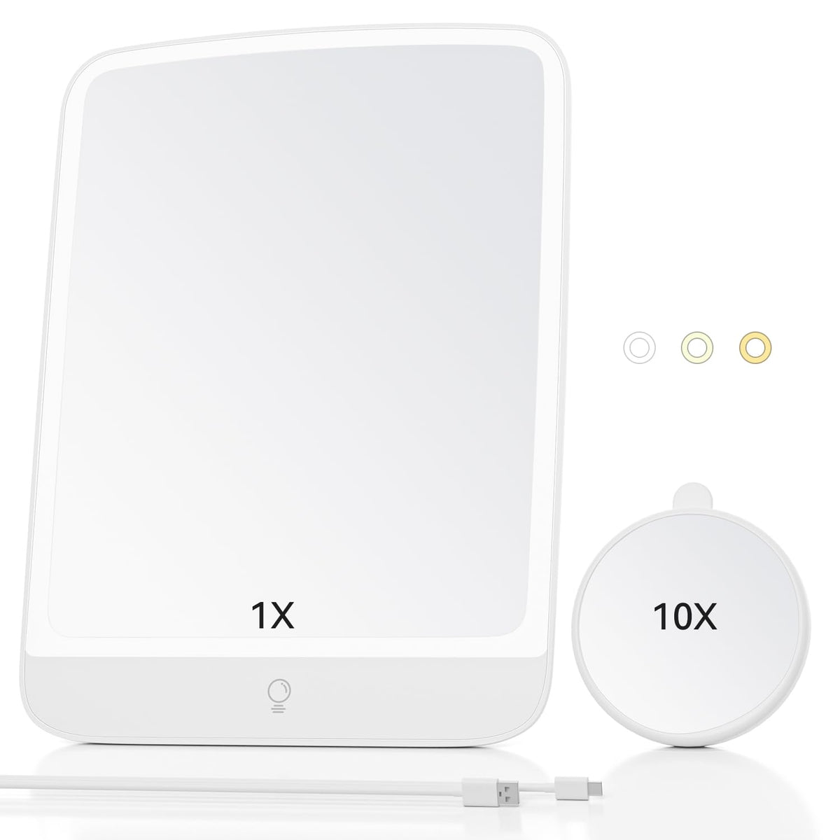 POPLIZZ 11'' x 8'' Portable Makeup Mirror with Light, Folding Mirror with 83 LED Lights for Desk, 2000 mAh USBC Rechargeable Tra