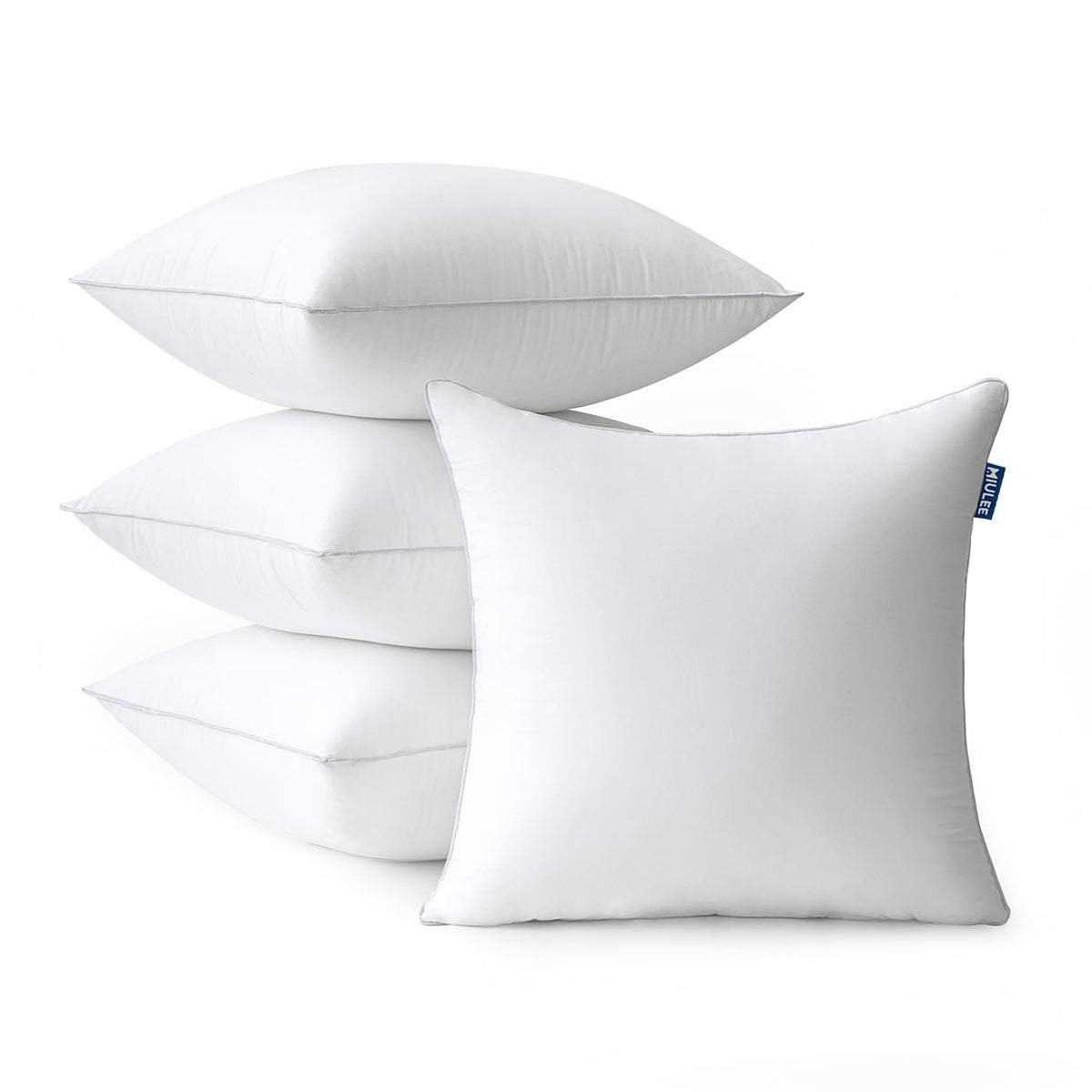 Miulee 20X20 Pack Of 4 Throw Pillow Inserts With 100% Cotton Cover, Decorative Pillow Inserts Fluffy And Cozy For Bed Couch Indo