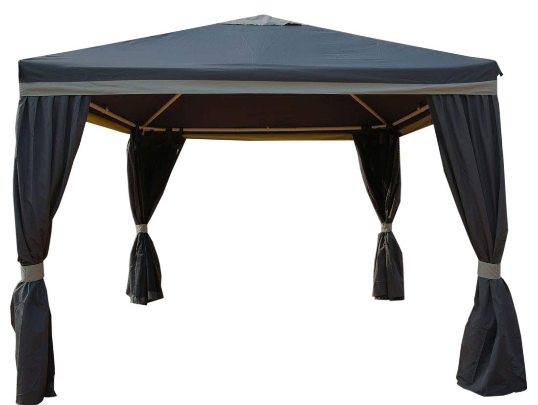 Impact Canopy 10' X 10' Gazebo Canopy Tent With Mosquito Netting And Sidewalls, Dark Gray