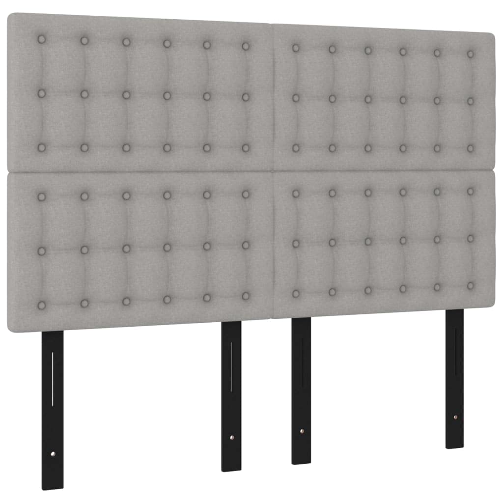 Vidaxl Headboard 4 Pcs, Upholstered Headboard For Bed Home, Bed Headboard With Wooden Leg, Bedroom Furniture, Light Gray 28.3"X2"X30.7"/34.6" Fabric