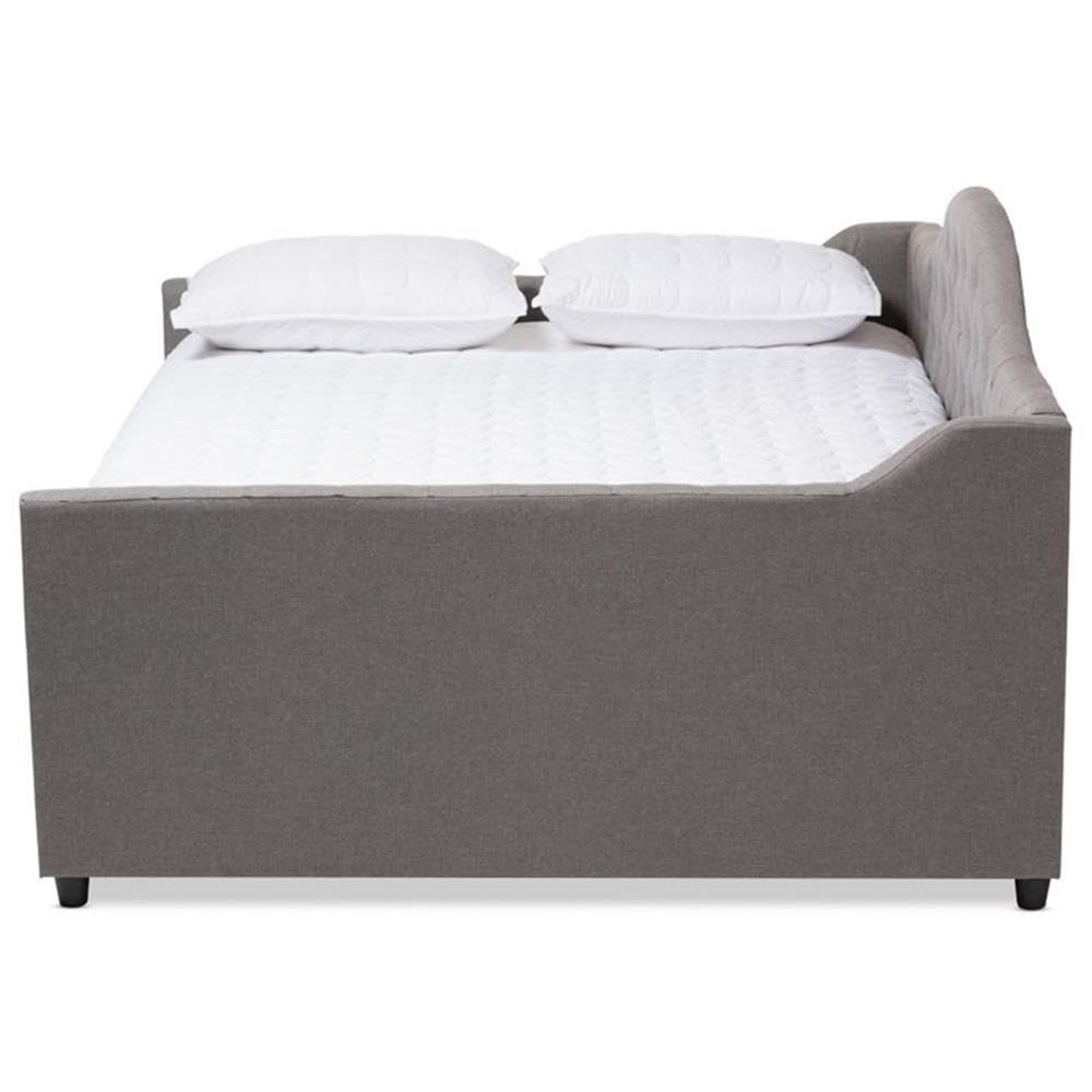 Baxton Studio Eliza Modern and Contemporary Grey Fabric Upholstered Full Size Daybed with Trundle