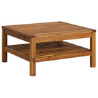 vidaXL Solid Acacia Wood Coffee Table, Weather-Resistant, Patio Furniture, Crafted Wood Grain Design, 25.6"x25.6"x13.8", Brown Cream White, Assembly Required