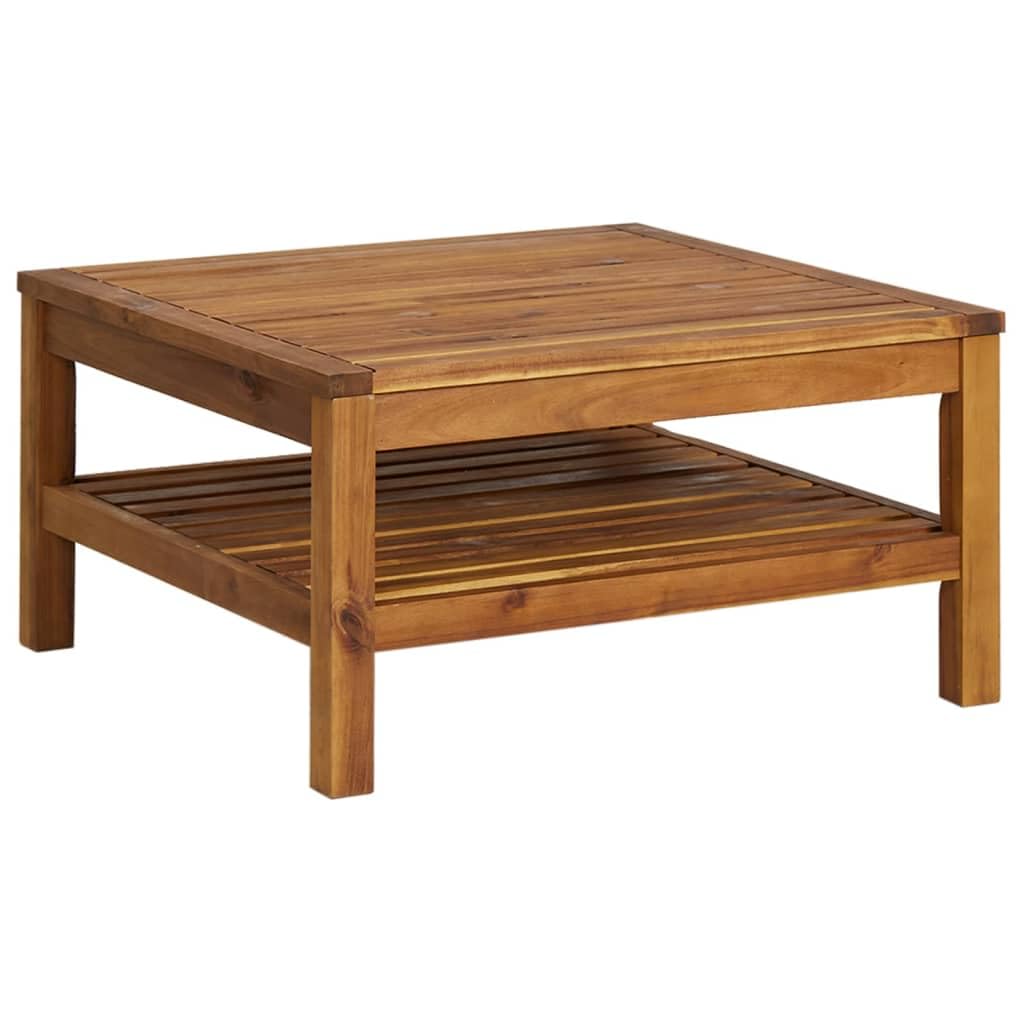 vidaXL Solid Acacia Wood Coffee Table, Weather-Resistant, Patio Furniture, Crafted Wood Grain Design, 25.6"x25.6"x13.8", Brown Cream White, Assembly Required