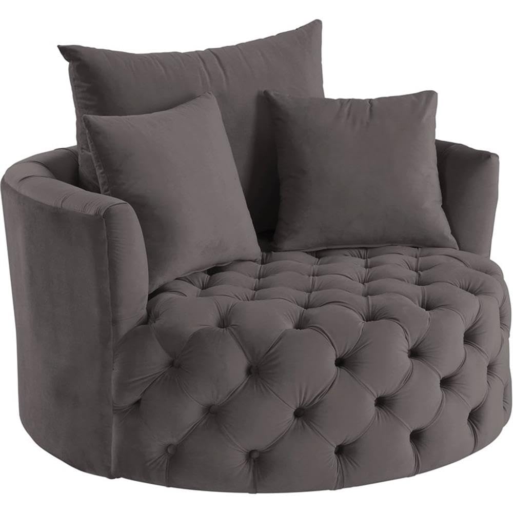 Acme Zunyas Accent Chair with Swivel in Gray Velvet