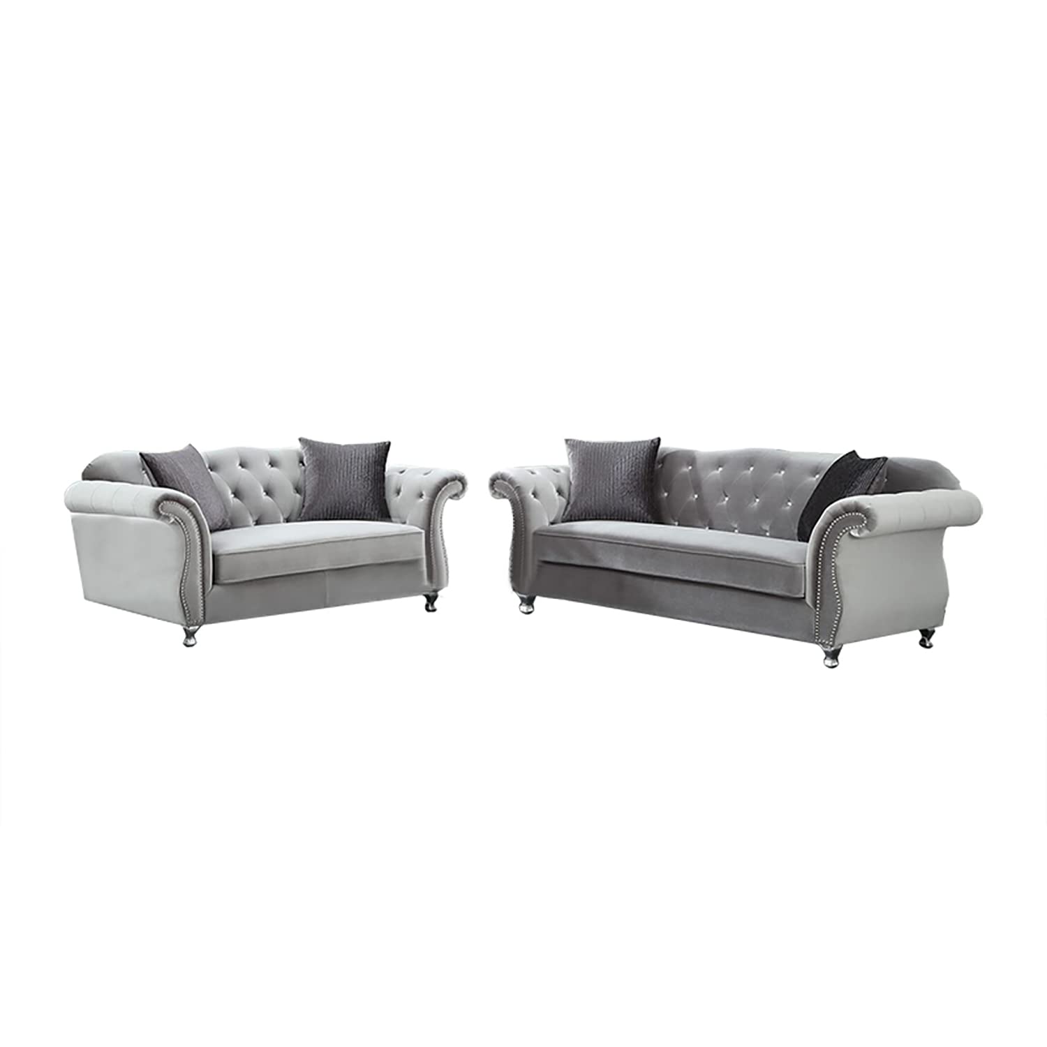 Coaster Frostine 2-Piece Sofa Set, Silver