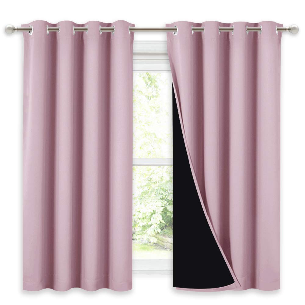Nicetown Room Warming Curtains, 100% Blackout Curtains 54 Inches Long, 2 Thick Layers Completely Blocking Out All Light Lined Dr