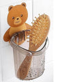 Self Adhesive Toothbrush Holder with Drain Cup, Teddy Bear Bathroom Organizer Stand for Toothpaste, Comb, Razor, Cream & Lotion 