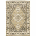 HomeRoots 508865 10 x 13 ft. Beige Gray Tan & Charcoal Oriental Power Loom Stain Resistant Rectangle Area Rug, Rectangular