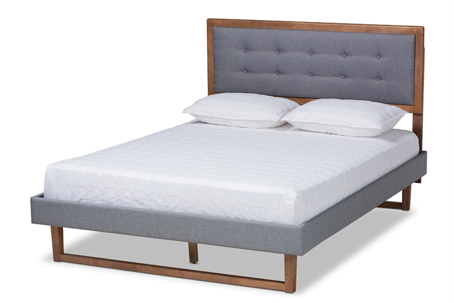 Baxton Studio Emele Full Size Dark Gray Upholstered Wood Platform Bed