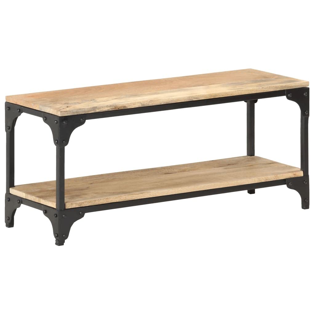 vidaXL Coffee Table - Industrial Style Solid Mango Wood with Black Powder-Coated Steel Frame - Ample Storage for Books and Magazines - Unique Wood Grains Design - Easy Assembly, Brown.
