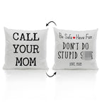 Zjsyxxu Call Your Mom Reversible Pillow Covers 18 X 18 - Funny Throw Pillows For Couch, College Dorm Room Decor, Son Daughter Gr