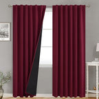 Bgment Burgundy Red Full Blackout Curtains With Insulated Lining 90 Inches Long,Rod Pocket And Back Tab Double Layer Room Darken