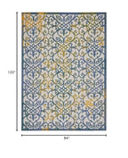 HomeRoots Ivory Blue 100% Polypropylene 7’ x 10’ Ivory and Blue Indoor Outdoor Area Rug