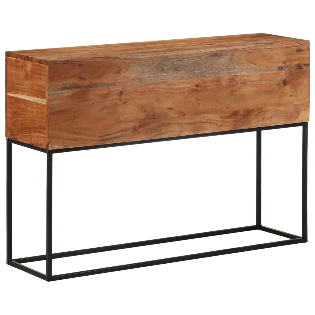 vidaXL Console Table - Solid Acacia Wood/Iron Feet - Rectangular Hallway Table - Industrial Style - 43.3&quot;x11.8&quot;x29.5&quot;