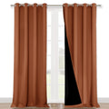 Nicetown Burnt Orange 100% Blackout Curtains For Windows, Super Heavy-Duty Black Lined Total Darkness Drapes For Bedroom, Privac