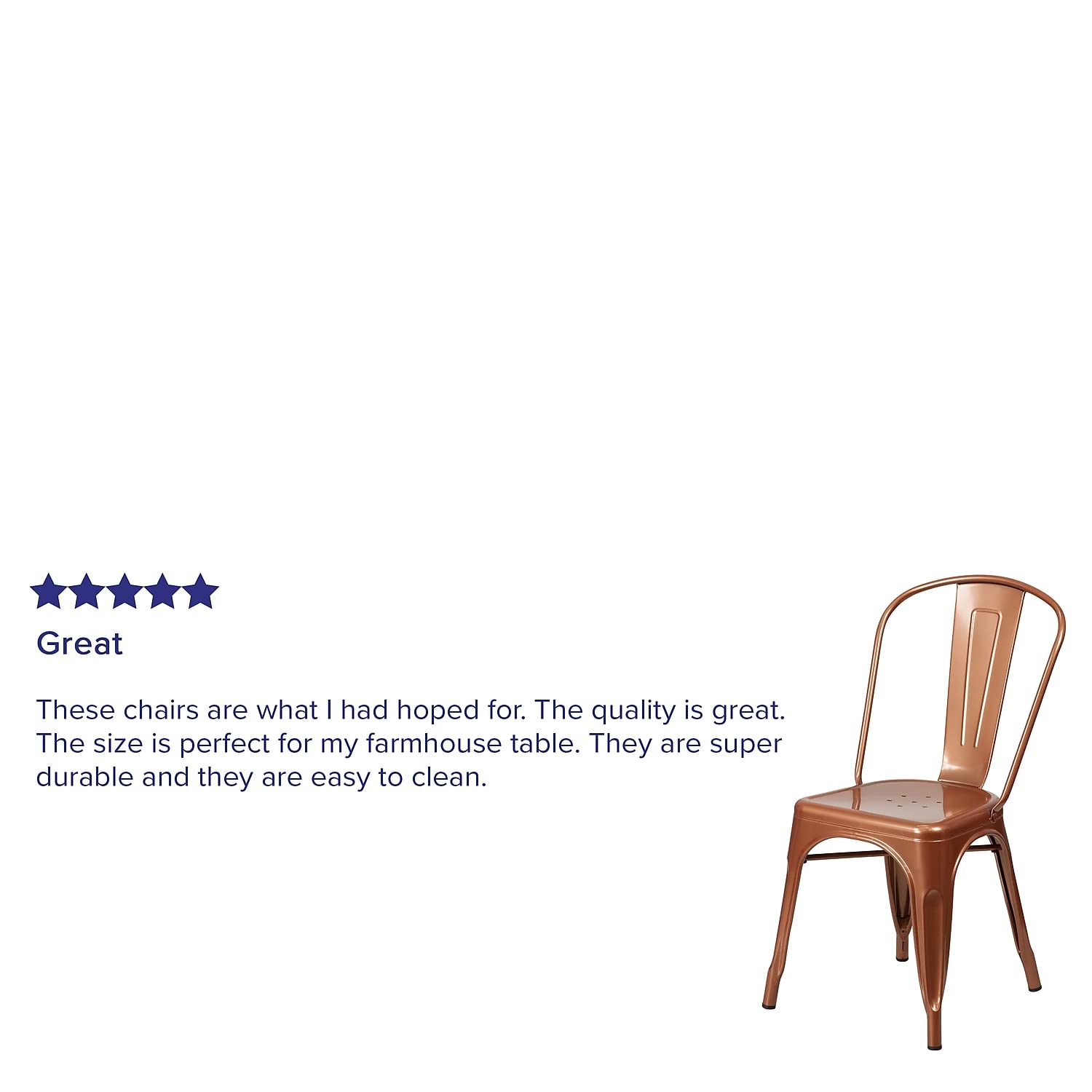 Flash Furniture Commercial Grade Copper Metal Indoor-Outdoor Stackable Chair