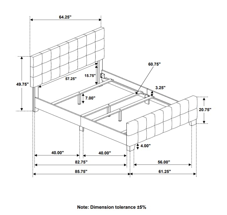 Coaster Home Furnishings Fairfield Contemporary Fabric Upholstered Queen Size Panel Bed Frame 50-inch Headboard Beige 305952Q