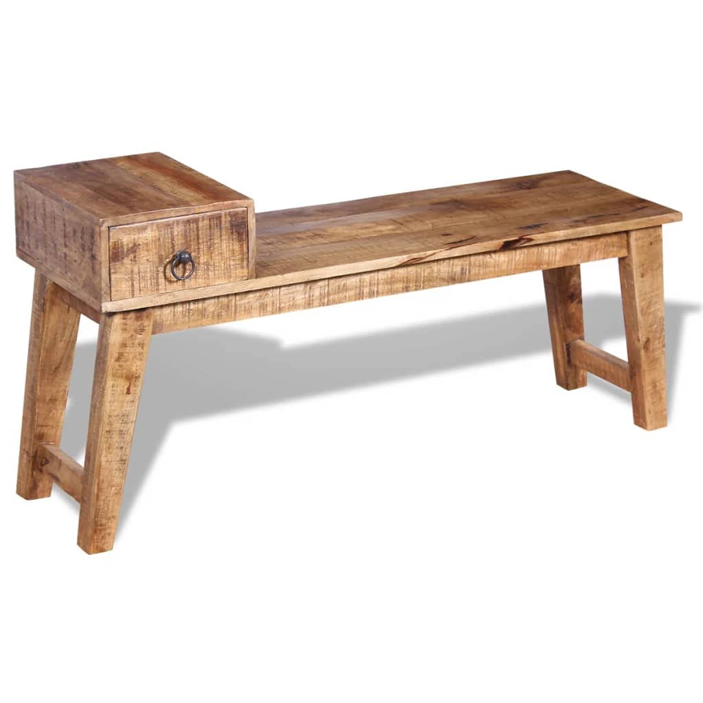 vidaXL Bench with Drawer Solid Mango Wood 47.2"x14.2"x23.6"